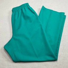 Alfred Dunner Womens Pants sz 10 Blue Green Elastic Waist High Rise Straight Leg