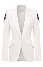 Alexander Mcqueen -blazer- White Heart Embroidered Jacket 38it 6uk Xs New&tags