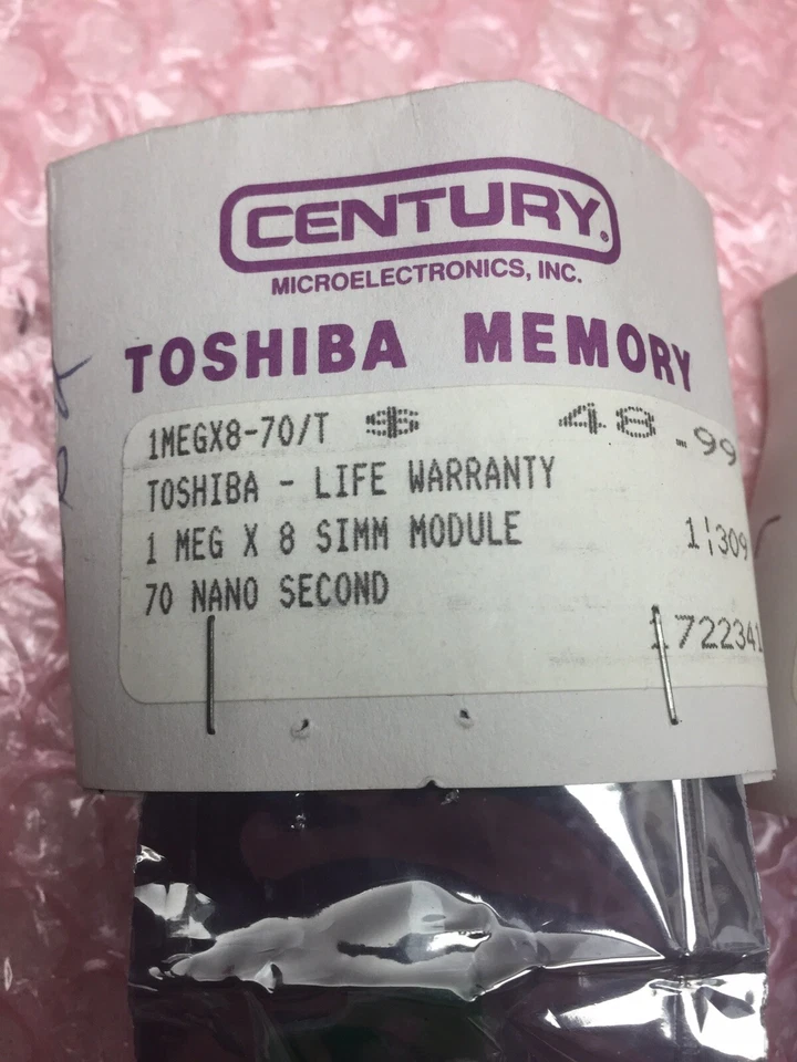Vintage Toshiba Memory 1MEGX8-70/T SIMM MODULE 70 NANO MC-41256A8B-12 256K - Image 2 of 4
