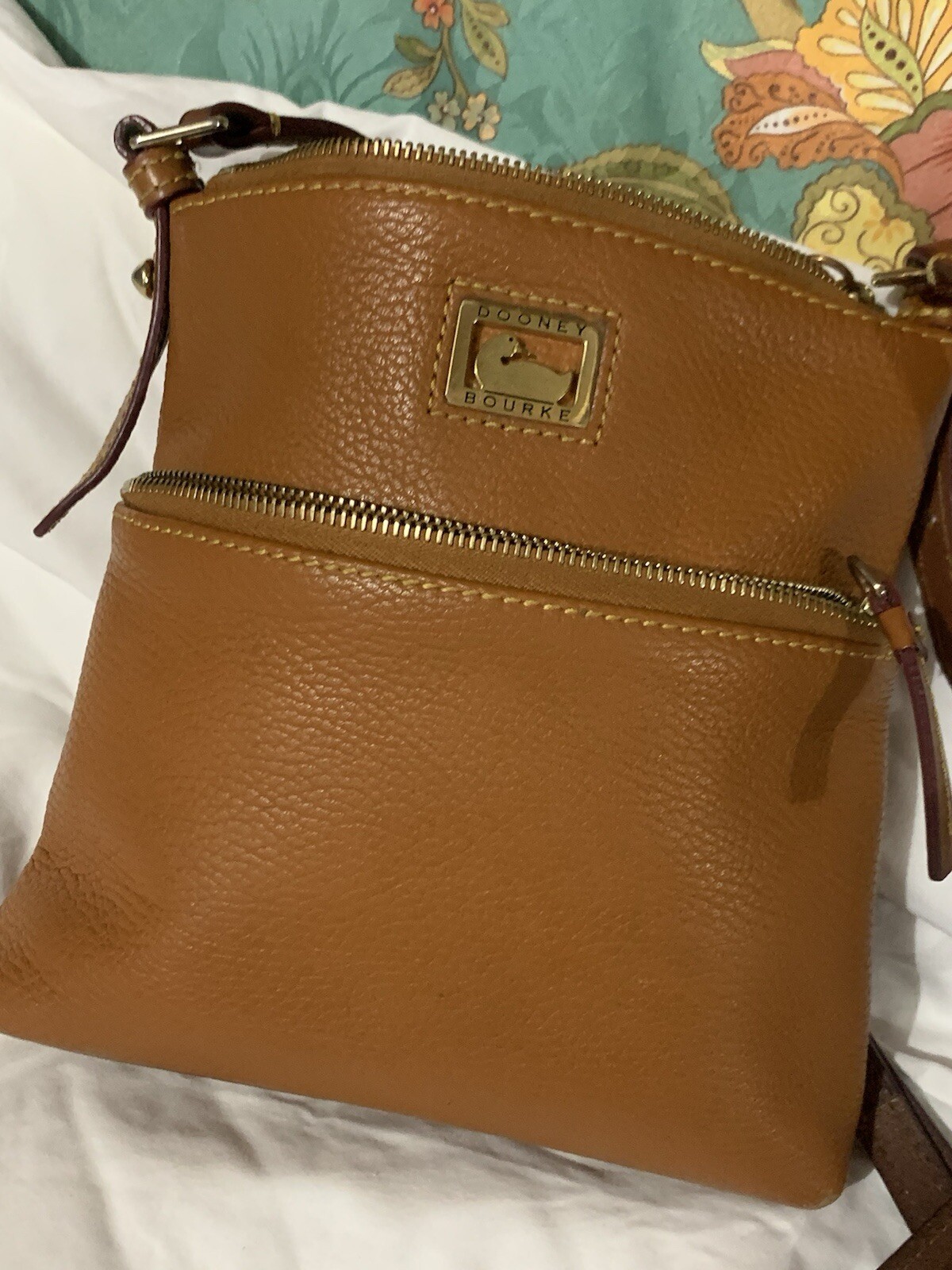 Dooney Bourke Crossbody Shoulder Bag Caramel Pebble Grain Leather