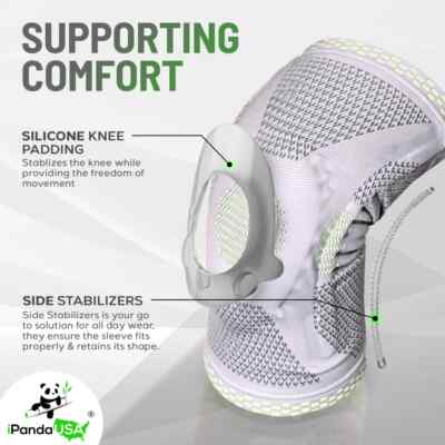 2 Knee Sleeve L Compression Brace Support Joint Silicon Pad Pain Relief NEW