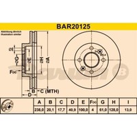 Barum 2X Bremsscheiben Vorne Ø238 Mm BelüFtet FüR Renault Clio II Kangoo Nissan