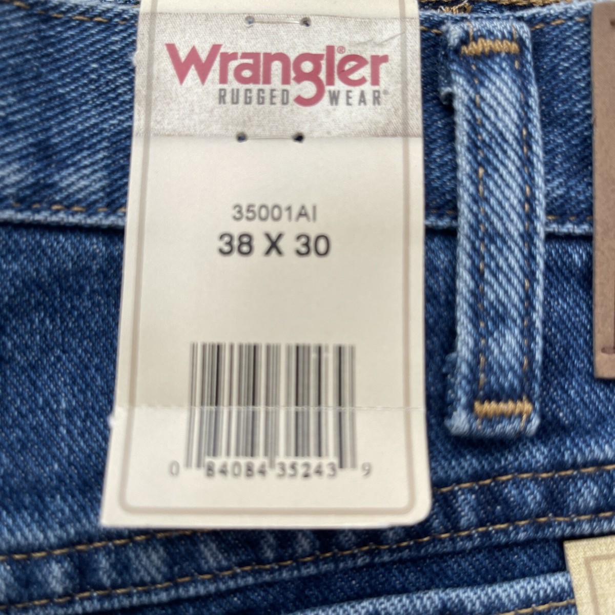 Wrangler Rugged Wear NWT Jeans 38x30 Relaxed Fit Blue Office