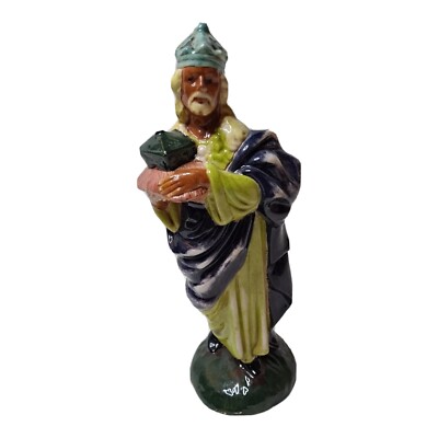 Atlantic Mold King Nativity Wiseman 8'' Ceramic Hand Painted  Vtg Detailed Glazed