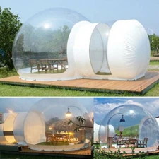 Inflatable Bubble Tent Outdoor Camping Double Tunnel Stargazing Tents+Blower