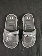 Under Armour Ignite Slide Sandals Boys /Girls Youth Size 1Y Black White Logo