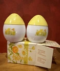 vintage Salt & Pepper Shakers White Milk glass Avon Buttercup Yellow Egg Shaped