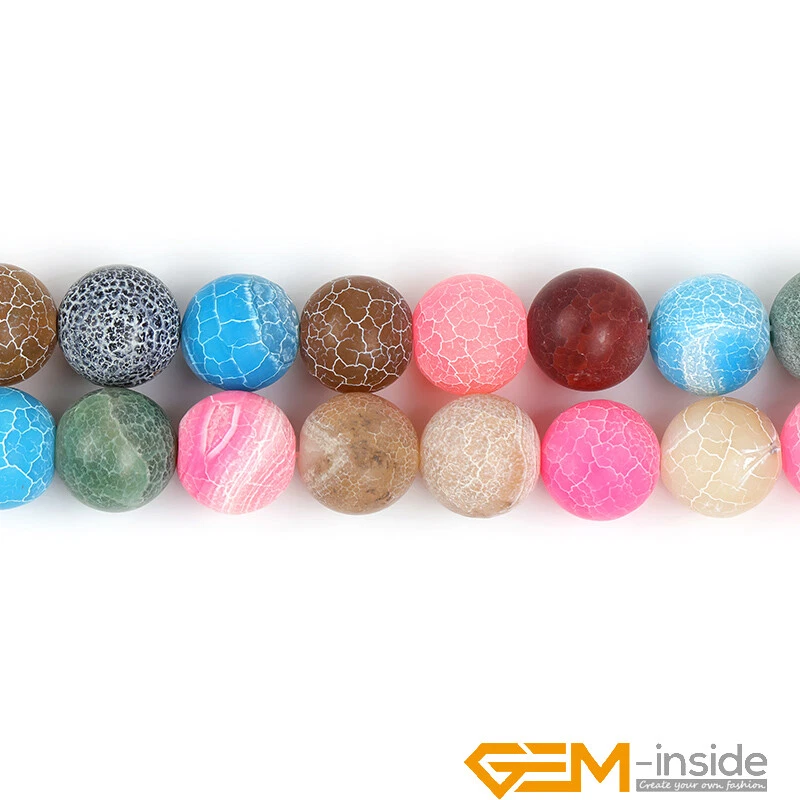 16mm Multi-color Fire Agate Gemstone Frost Matte Round Beads For Jewelry Making - Image 4 of 4