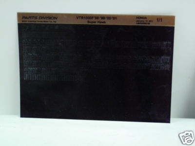 Microfiche Honda Fiche for 1998-01 VTR1000F Super Hawk | eBay