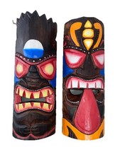 SET OF 2 12" TIKI MASK HAWAIIAN WALL ART ISLAND HOME DECOR BAR TROPICAL