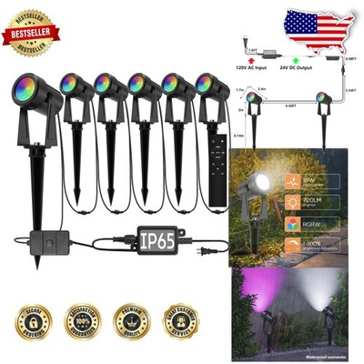 Wired Landscape Spotlights 6 Pack Multicolor Garden Tree Uplights Remote Control