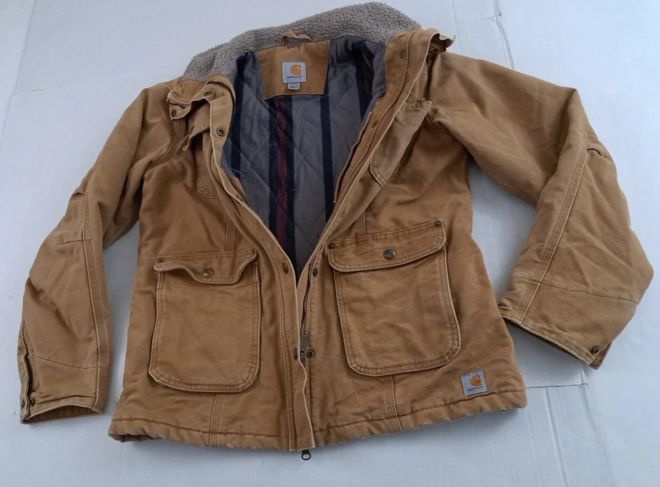 Chaqueta Exterior Vintage Mujer Carhartt Wesley-Pato Botón y Cremallera Talla Pequeña 4/5 Foto 2 de 4