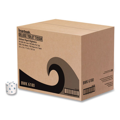 Boardwalk 2-Ply Toilet Paper, 96 Rolls, 500 Sheets per Roll, Septic Safe, White,