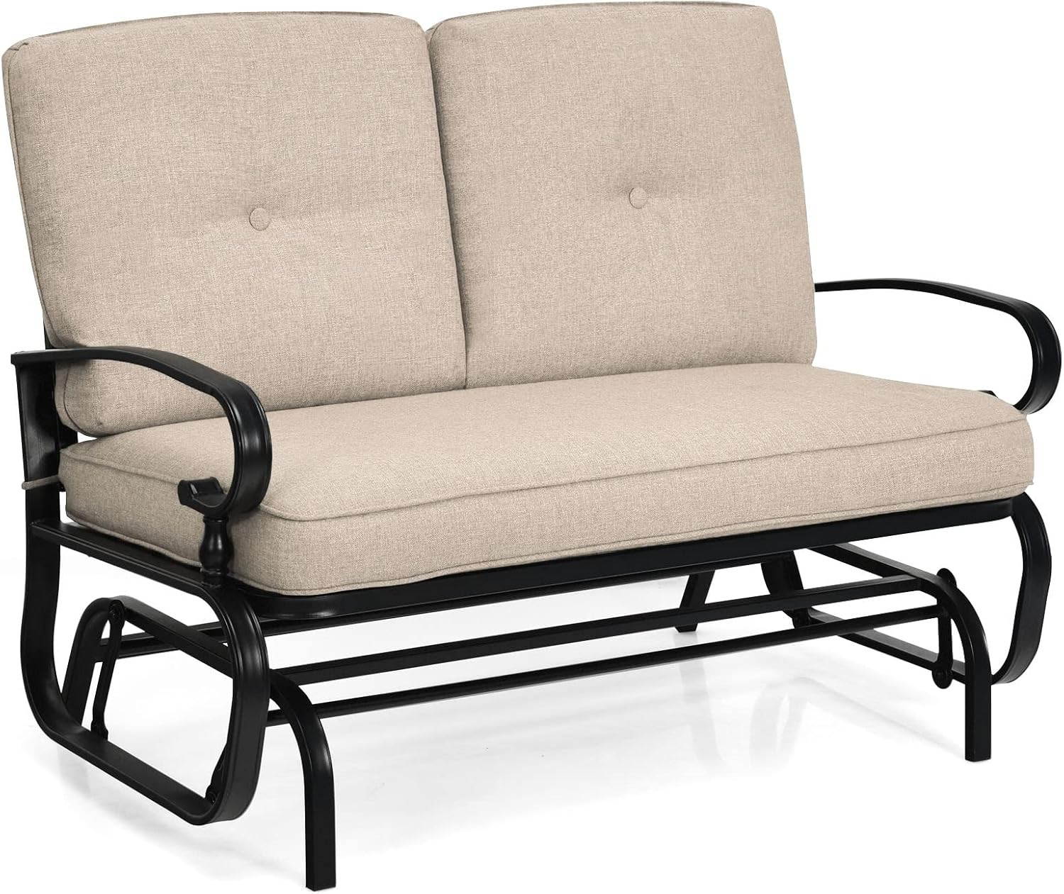 Giantex Outdoor Glider Bench, Patio Loveseat with Cushions, 440 Lbs Capacity, 2-