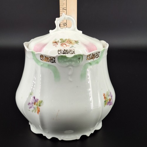 Tarro para galletas galletas con tazón floral con tapa borde dorado 7,25 de alto - Imagen 11 de 11