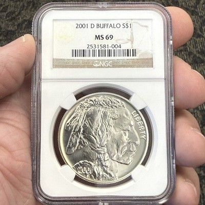 2001-D American Buffalo Silver Dollar $1 NGC MS69 Commemorative