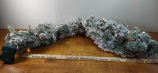 3 ft Flocked Christmas Garland w/Warm White LED Lights Timer -Battery Powered