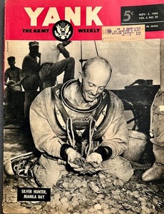 5 "Yank"WW 2 WK Mag,Photos,Mail, Pin Ups, Cartoons on back & inside,News Article