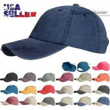 Baseball Cap Solid Washed Cotton Hat Pigment Dyed Curved Brim Dad Adjustable Men