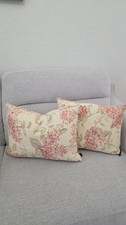 2 Ralph Lauren Floral Rectangular Cotton Decorative Throw Pillow Beige Pink