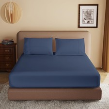 100 Egyptian Cotton Fitted Sheet Twin Only Navy Blue 600 TC 16 Inch Deep 1 Pcs