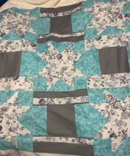 Kołdra szara turkusowa gwiazda