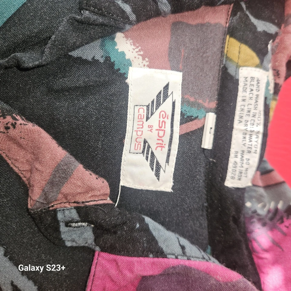 Mens Vintage Esprit By Campus Button Collared Shirt Size Large 80s Print - Image 4 of 4