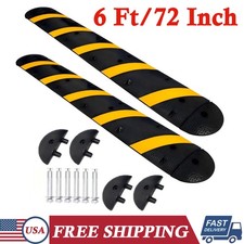 2pc 6Ft Rubber Traffic Driveway Speed Bump Cable Protector Ramp with 4 Terminals