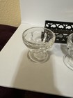 Set of 3 Clear Glass Open Salt Cellars with Black Metal Holder Tray — photo 5
