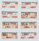 Lot 8 Coupons Carte Orange 1999-2000 - RATP SNCF - Vintage - Ticket Metro PARIS