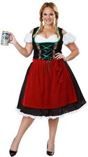 Plus Women Size Oktoberfest Dirndl Fraulein Apron Pettiskirt Halloween 01751