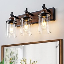 3-Light Farmhouse Bathroom Light Fixtures Vintage Vanity Lights Over Mirror B...