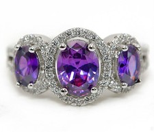 2CT Amethyst  Topaz 925 Solid Sterling Silver Ring Jewelry Sz 7,8,9 ZB8