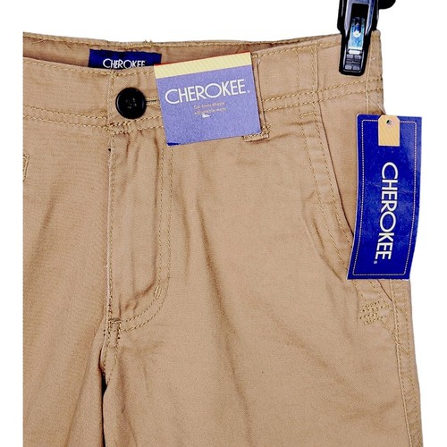 Cherokee Flat-Front Shorts Adjustable Waist Sandstone Kacki Boys 10 NWT Summer - Picture 4 of 12
