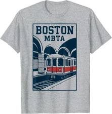 Boston MBTA Subway Retro Train City Transit Artwork T-Shirt