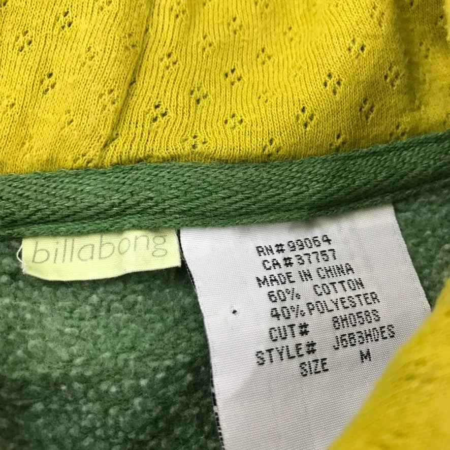 Vintage Y2K Billabong Hoodie Women's Medium Green Striped Full Zip Surf Skate - Image 3 of 4