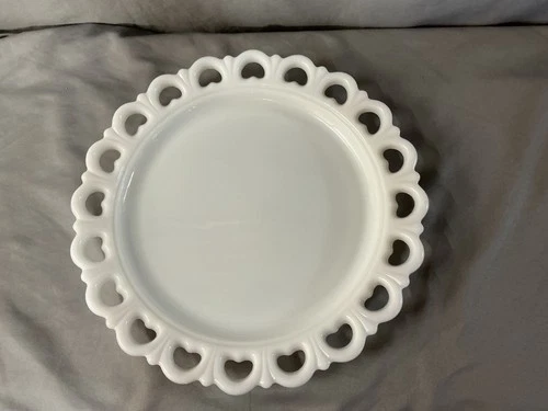 Vtg Anchor Hocking "Old Colony" Lace Edge Serving Platter Milk Glass 13”