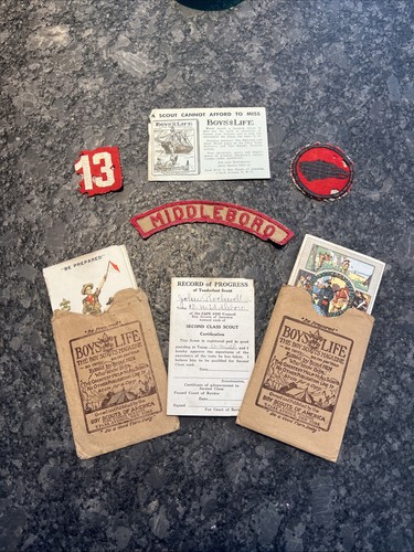 1931 Boy Scouts of America Lot Troop 13, Patches, Records!!!