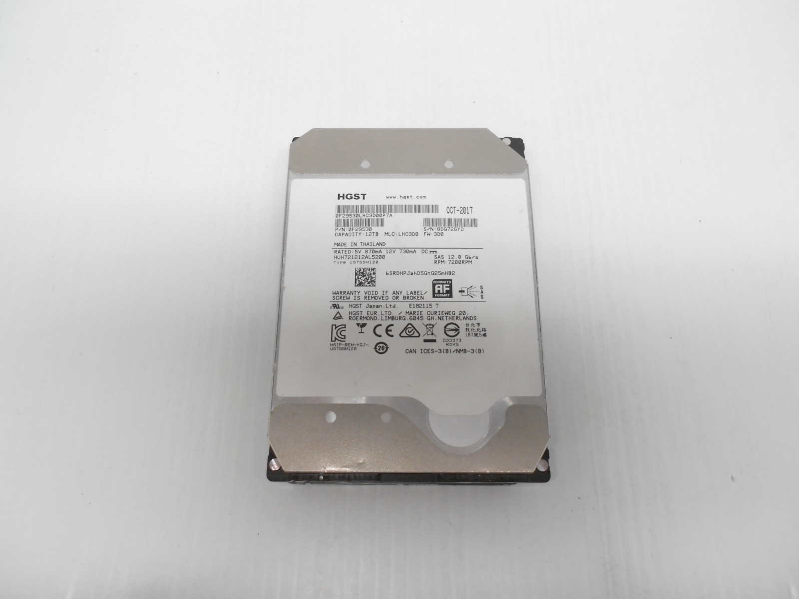 HGST 12TB SAS 12G 12gbps 3.5'' Server Storage JBOD Hard Drive Dell HP