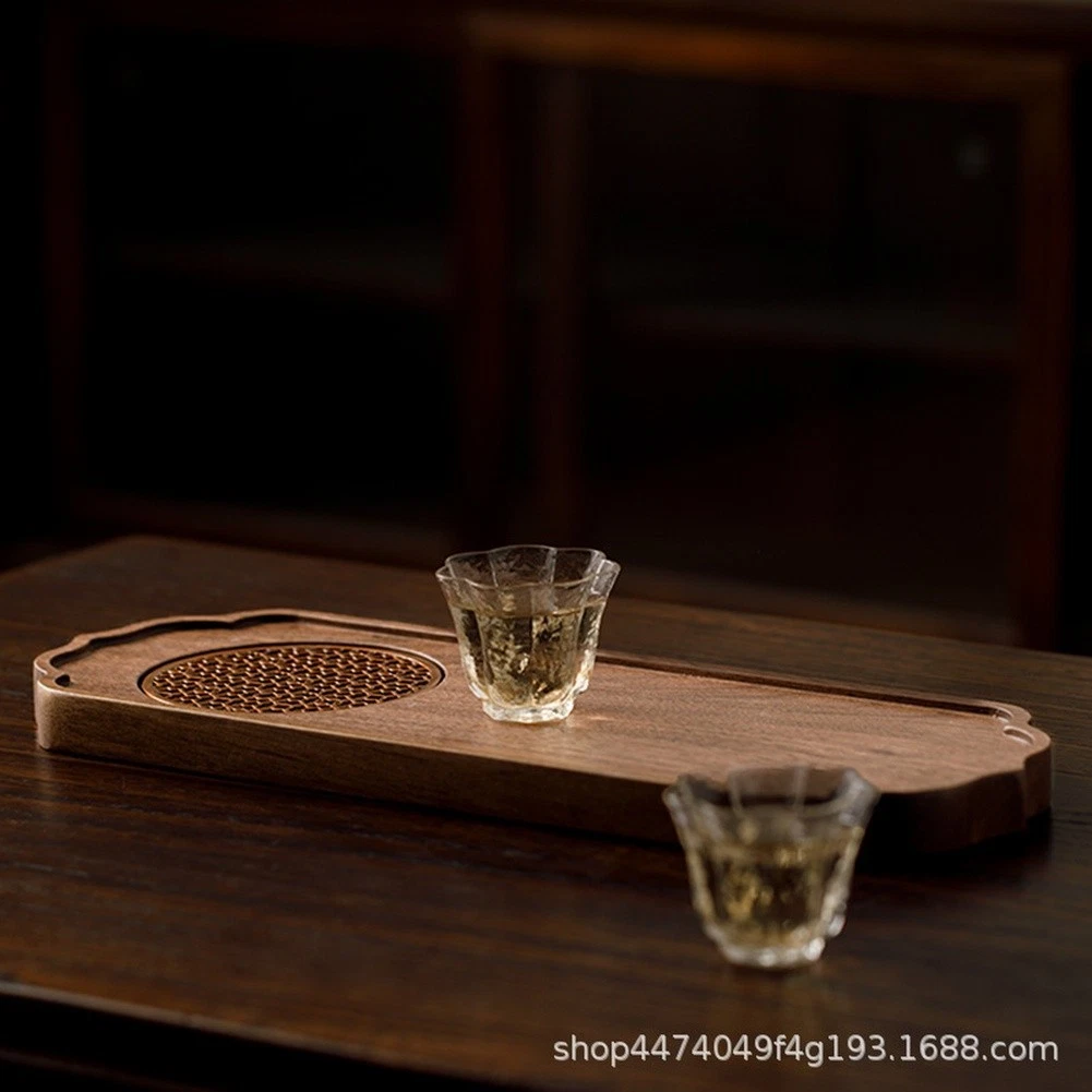 North For AMERICAN Style Black Walnut Tea Tray with Artistic Floral Pattern