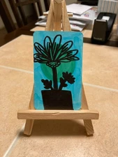 ACEO Original Art Painting Miniature card Mini Floral Folk art 9