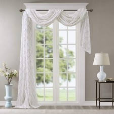 Sheer Curtain Scarf Irina Embroidered Kitchen, Transitional Fabric Sheers Sin...