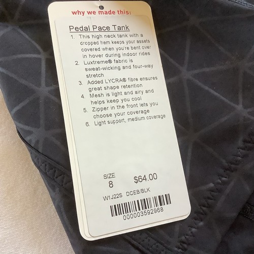Lululemon Pedal Pace Zip Tank Black Womens Size 8 New - Afbeelding 5 van 7