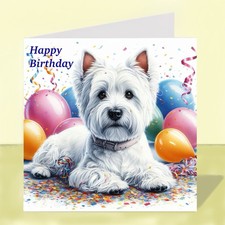 West Highland White Terrier, Westie, Dog Birthday Greetings Card