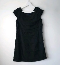 French Connection Tiered Chiffon Little Black Dress Mini LBD UK 8 S