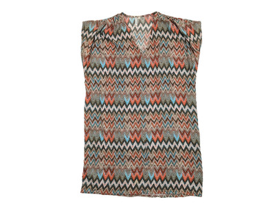 FDE LA PASSION Lange Bluse Damen S Mehrfarbig Muster Boho Viskose Ärmellos...
