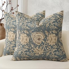 Vintage Floral Print Throw Pillow Covers 18x18 Set of 2 Neutral Modern Farmho...