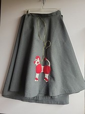 Vintage 50s/60s Women's Sock Hop Style 26-inch Gray Embroidered Poodle Skirt