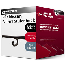 Für Almera Stufenheck I N15 (Westfalia) Anhängerkupplung starr + E-Satz 13pol