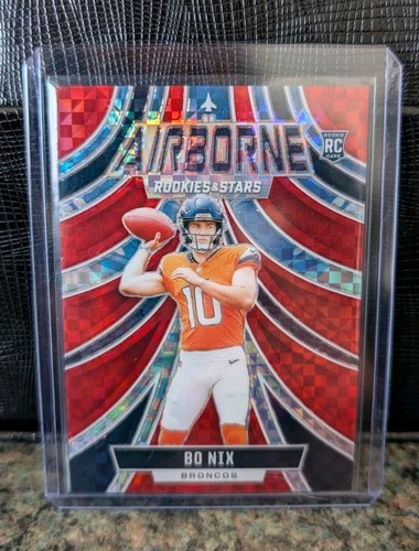 2024 Rookies & Stars Bo Nix Airborne Red Plaid Prizm #A-BNX RC Denver Broncos - Bild 1 von 2